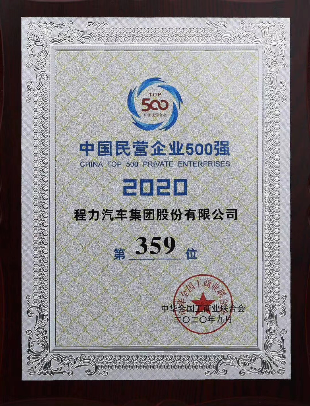 程力中國(guó)民營(yíng)企業(yè)500強(qiáng)排名